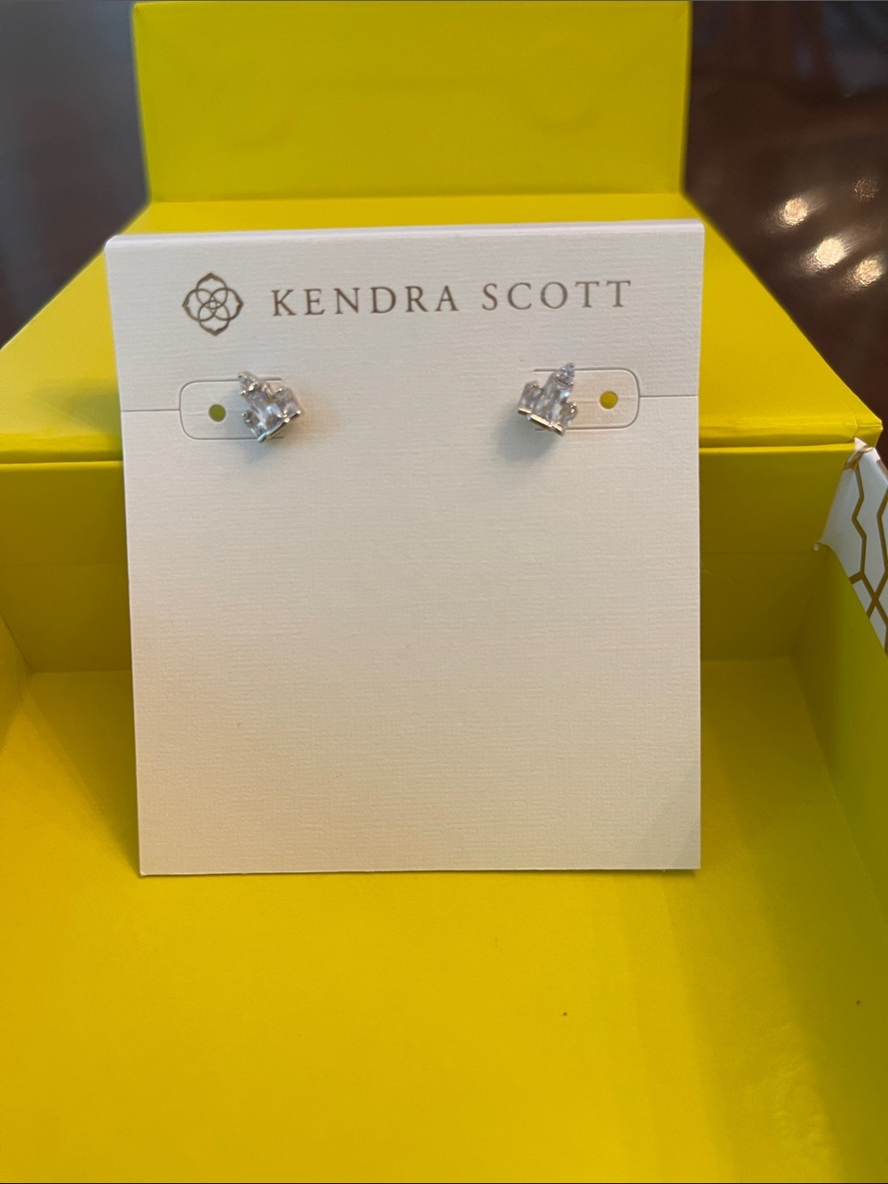 Kendra Scott Silver Clear Faceted Stud Earrings
